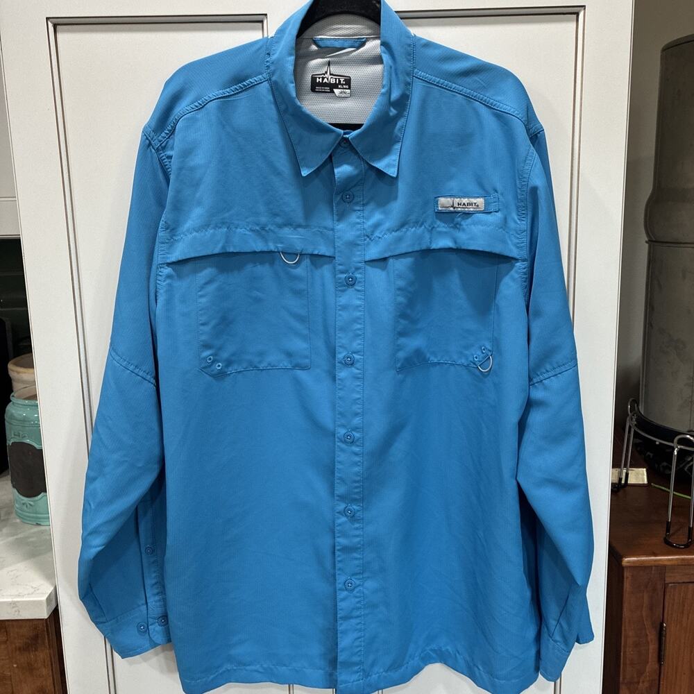 Habit Long Sleeve Fishing Shirt Vented Mens XL Blue